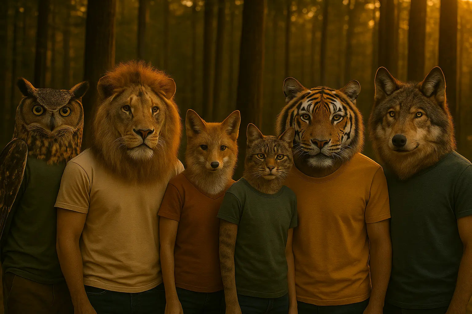 Which animal embroidered t-shirt matches your personality – unique designs featuring lion, owl, wolf, cat, and tiger